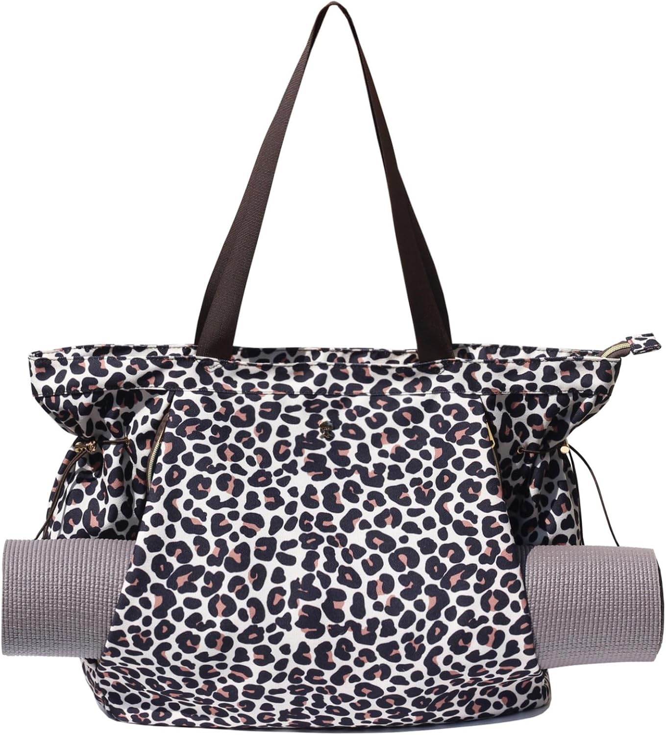 ESVAN Yoga Tote Bag for Women Shoulder Bags Drawstring for Office Workout Travel Carryall Pilates Gym and Beach - zenfulharmony.com