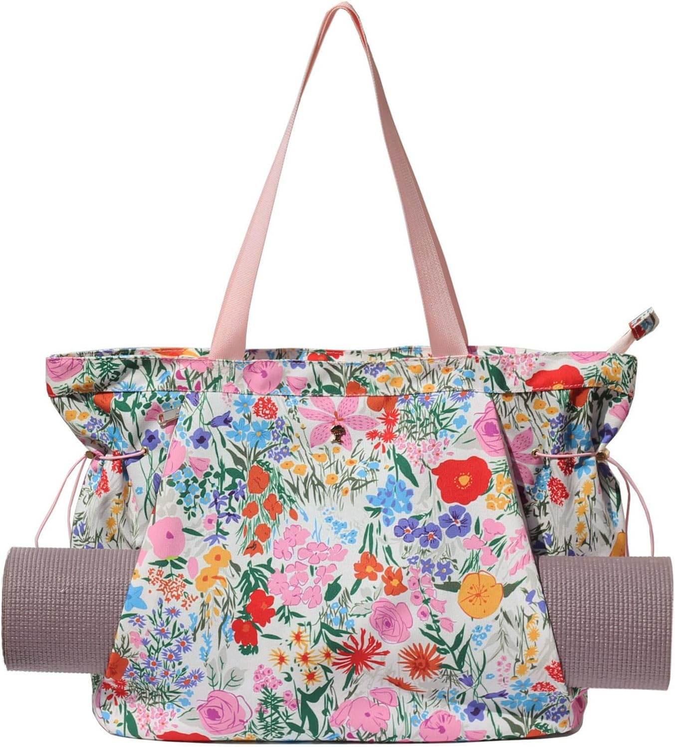 ESVAN Yoga Tote Bag for Women Shoulder Bags Drawstring for Office Workout Travel Carryall Pilates Gym and Beach - zenfulharmony.com