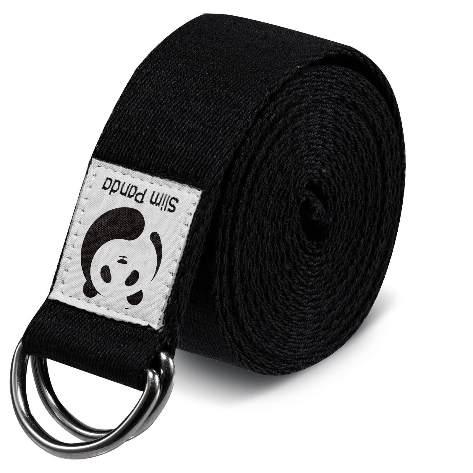 Slim Panda Yoga Strap for Stretching, (10+ Colors,6 Feet/8 Feet) Yoga Bands with Adjustable D-Ring Buckle, Cotton Yoga Belt for Fitness, Yoga, Pilates, Physical Therapy, Improve Flexibility - zenfulharmony.com