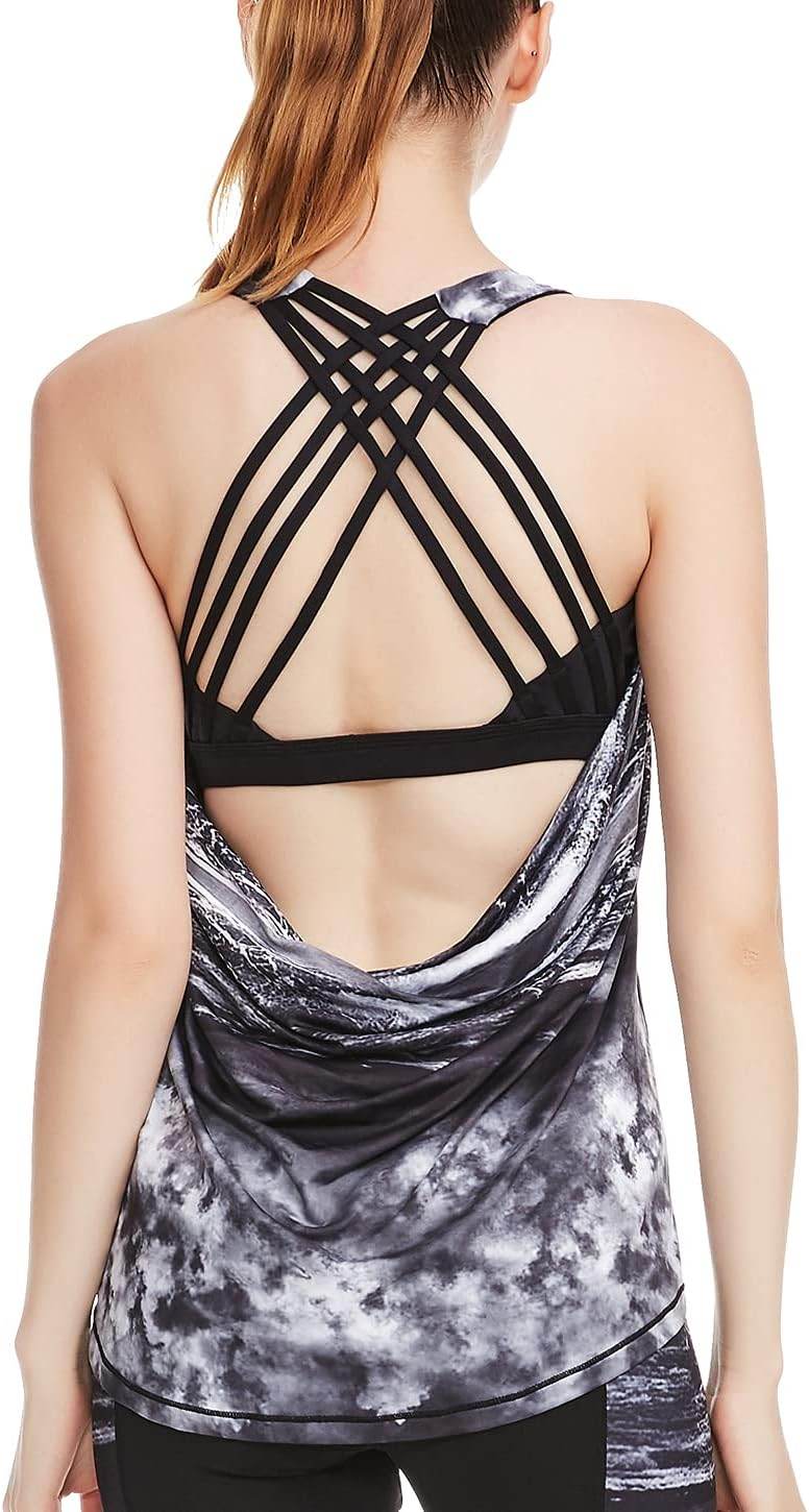 icyzone Women's Open Back Workout Athletic Yoga Tank Tops with Built in Bra - zenfulharmony.com