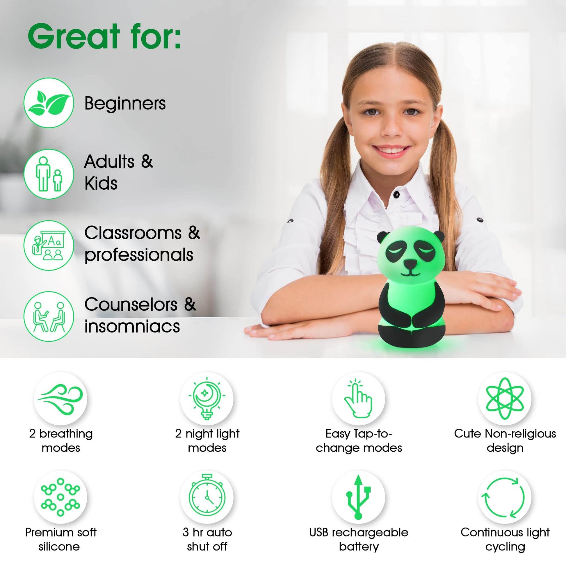 Calm Collective Peaceful Panda Breathing Trainer Light for Calming Stress, Anxiety Relief Items for ADHD, Mindfulness Meditation Tools for Depression, Great Self Care and Mental Health Gifts - zenfulharmony.com
