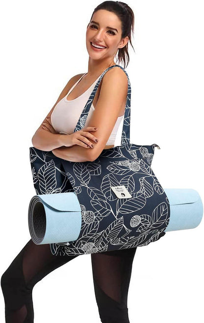 WLLWOO WLLWOO Yoga Bags for Women with Yoga Mats Bags Carrier Carryall Canvas Tote for Pilates Shoulder for Travel Office Beach Workout - zenfulharmony.com