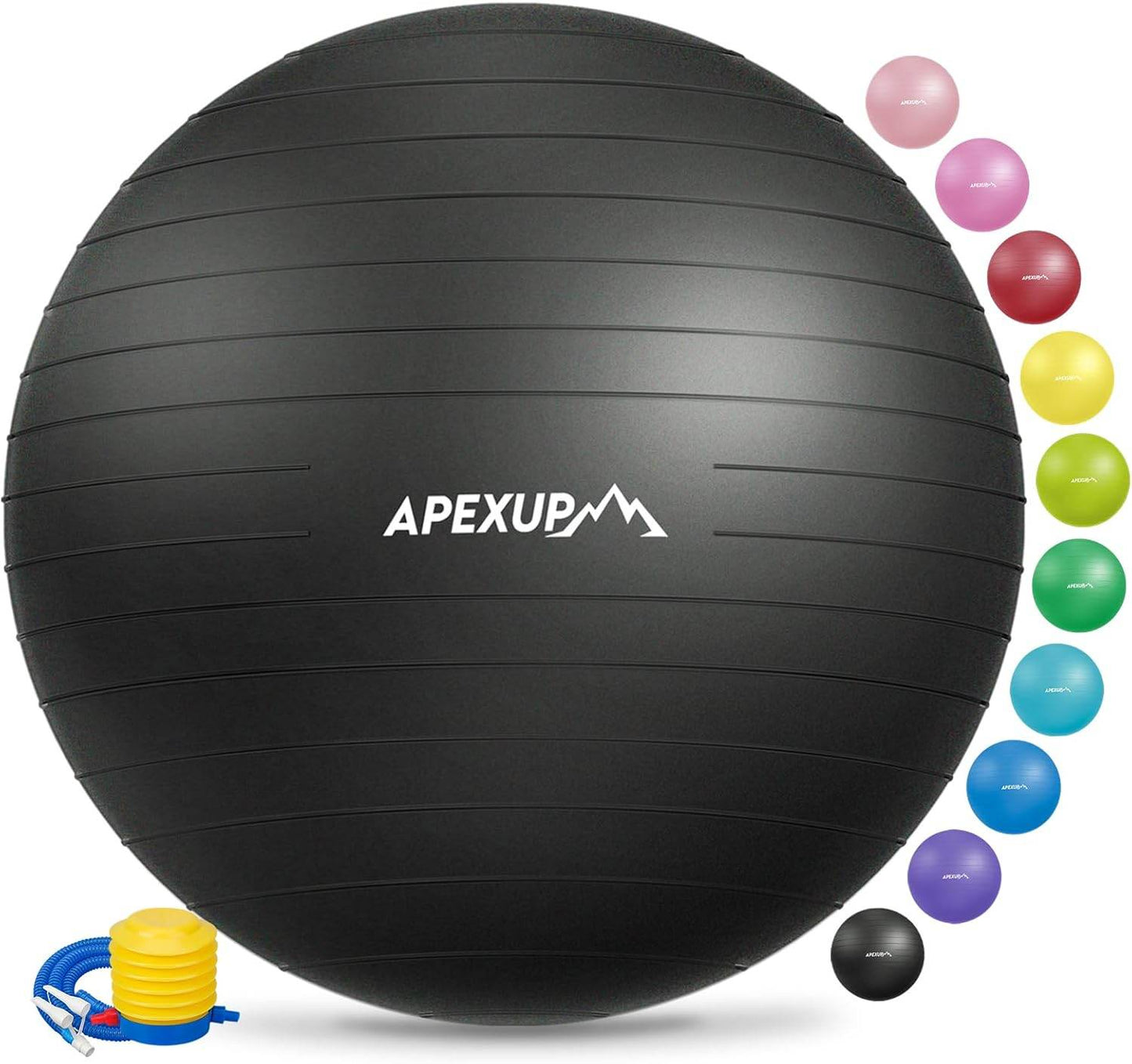 APEXUP Yoga Ball Exercise Ball, Pilates Ball, Anti Slip Stability Ball, Heavy Duty Gym Ball for Fitness, Balance, Core Workout, Physical Therapy - zenfulharmony.com
