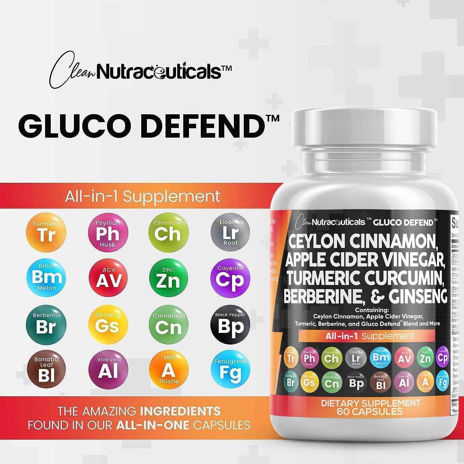 Clean Nutraceuticals Ceylon Cinnamon 3000mg Turmeric 3000mg Apple Cider Vinegar 3000mg Ginseng 2000mg Berberine 1200mg Plus Bitter Melon Gymnema Milk Thistle Fenugreek - zenfulharmony.com