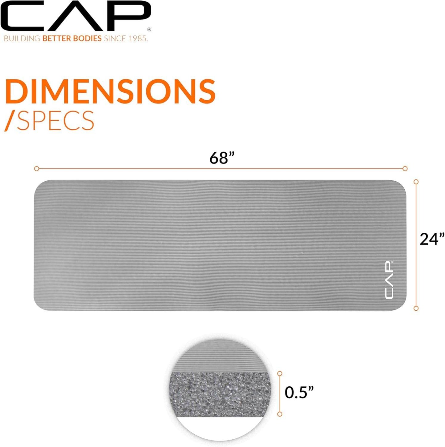 CAP Barbell 1/2-Inch High Density Exercise Yoga Mat with Strap | Multiple Options - zenfulharmony.com