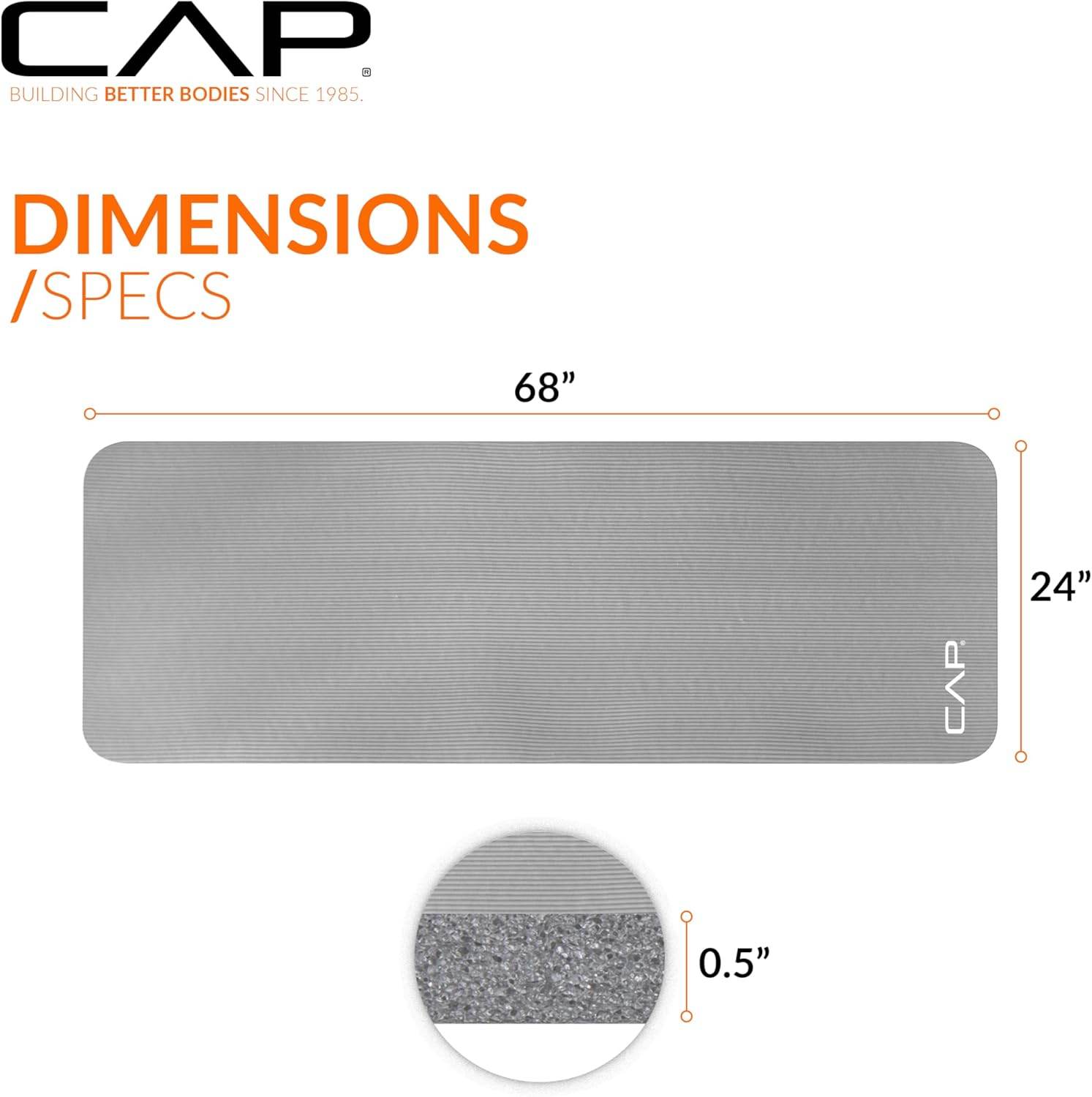CAP Barbell 1/2-Inch High Density Exercise Yoga Mat with Strap | Multiple Options - zenfulharmony.com
