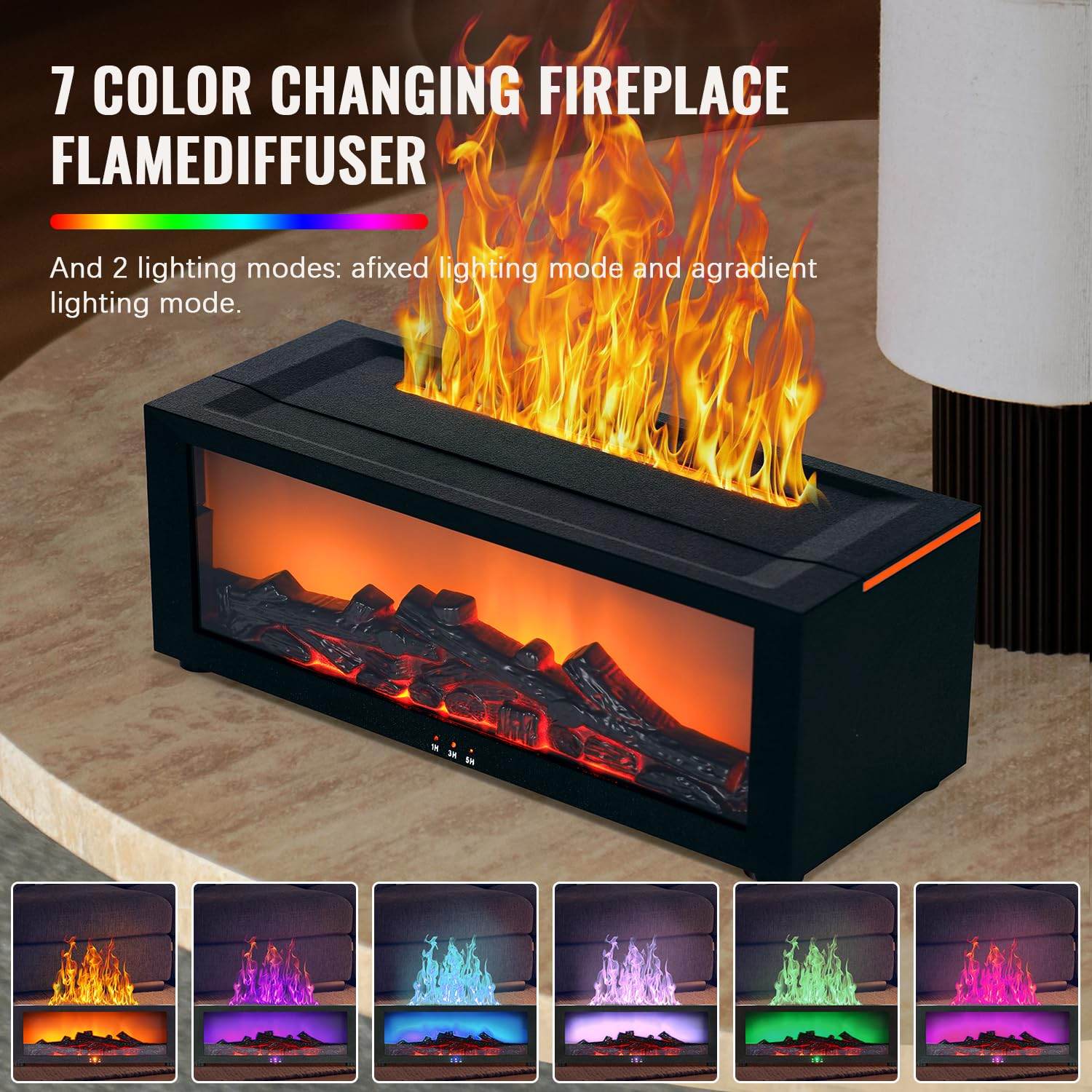 Fireplace Humidifier Diffuser, Mini Fireplace Diffusers for Essential Oils, 7 Colors Flame Diffuser with Remote, 150ml Bonfire Diffuser Cool Mist Humidifiers Aromatherapy Diffuser, Timer, Auto-Off - zenfulharmony.com