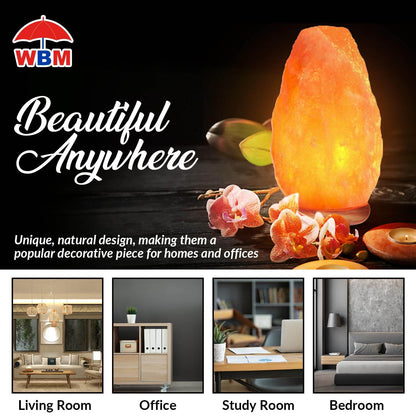 WBM Salt Lamp – USB Himalayan Salt Lamp with Touch Dimmer Control | Wooden Base | LED Bulb | 5-7lbs - zenfulharmony.com