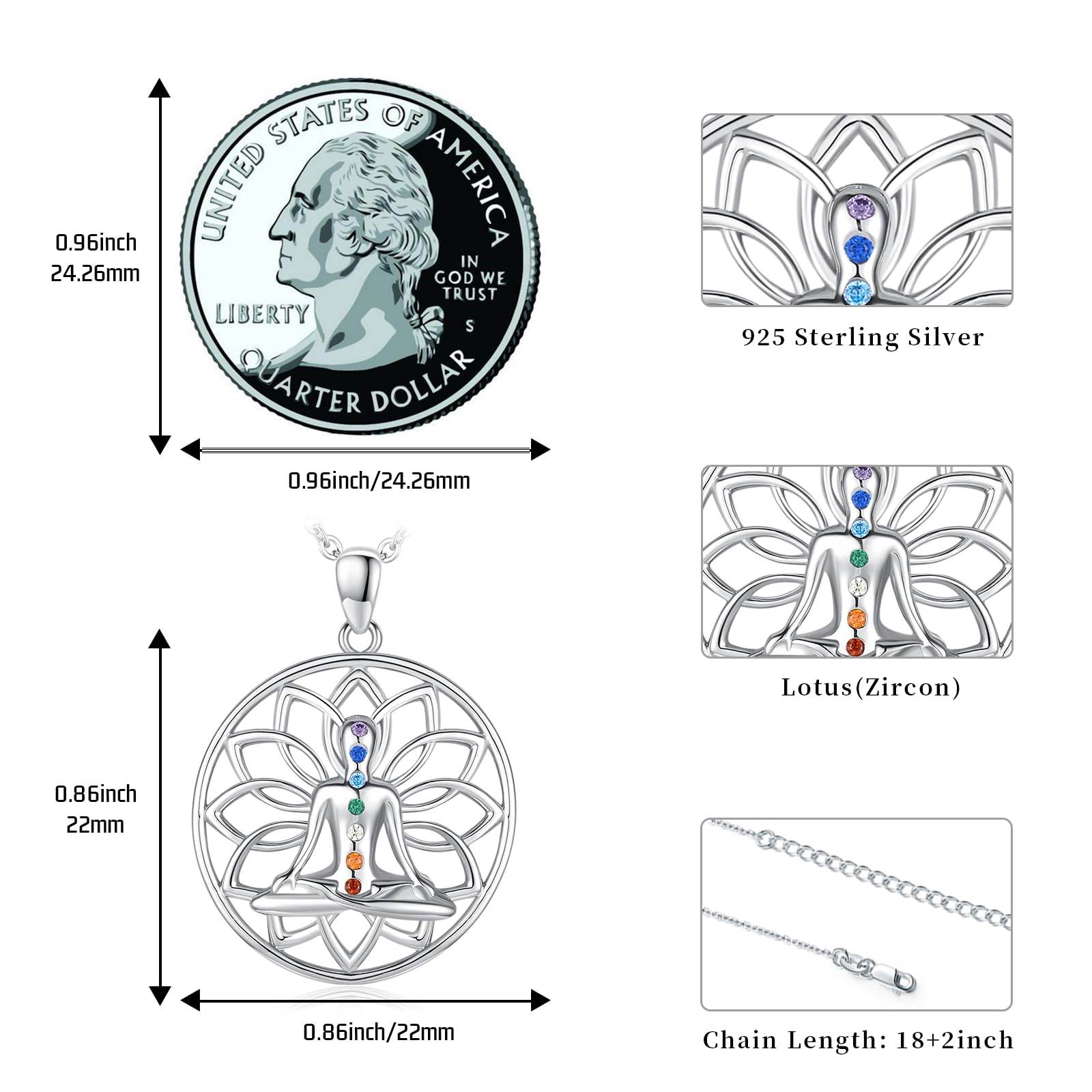 Suiknsn Yoga Necklaces for Women 925 Sterling Silver Lotus Pendant Healing Chakra Necklace Spiritual Jewelry Birthday Yoga Gifts for Lotus Lovers Yoga Lovers Friends - zenfulharmony.com