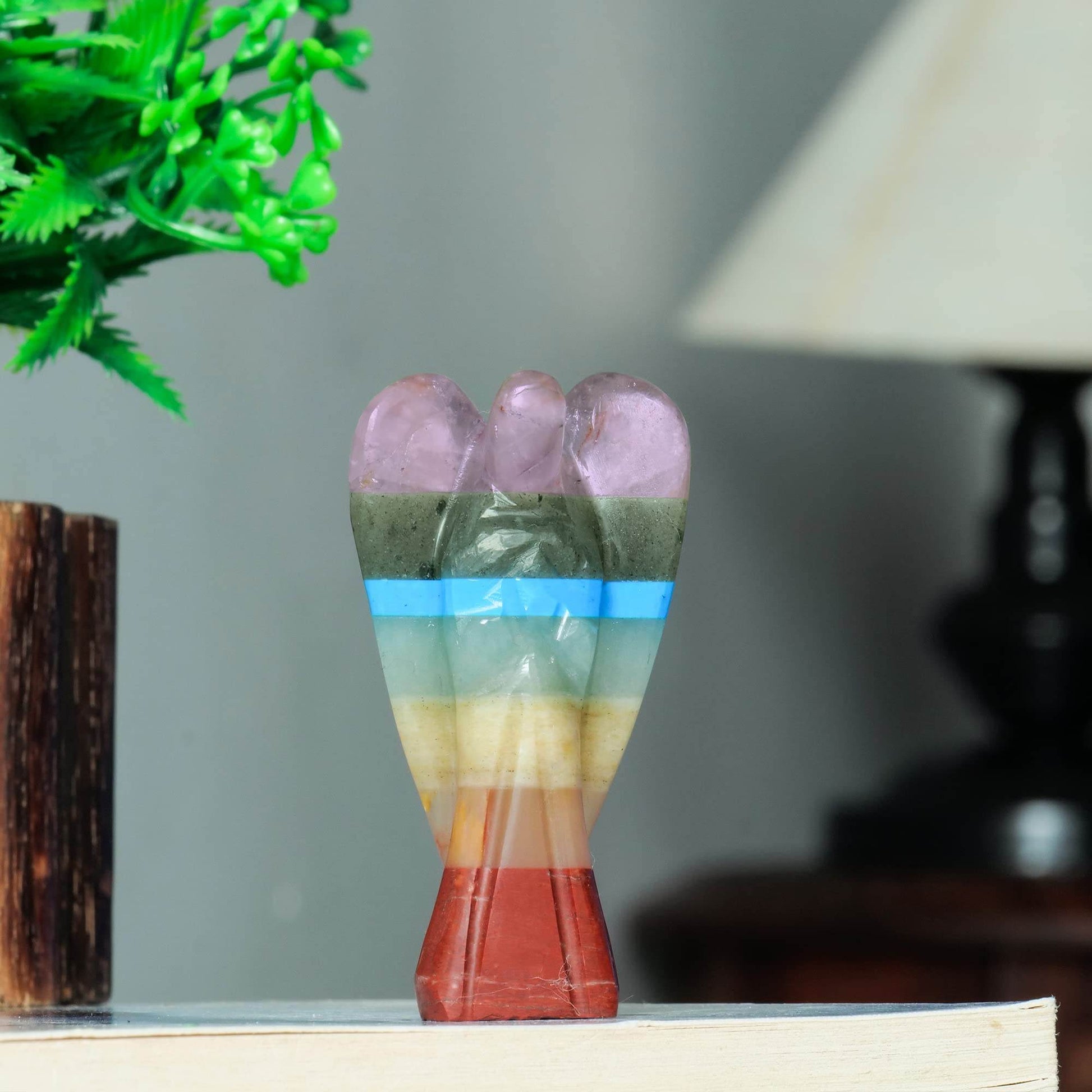 Seven Chakra - Chakra Stones - Crystal Angel Statue - Pocket Crystal - 7 Chakra Crystals - Collectible Figurine Statues - Positive Energy Gifts for Women - zenfulharmony.com