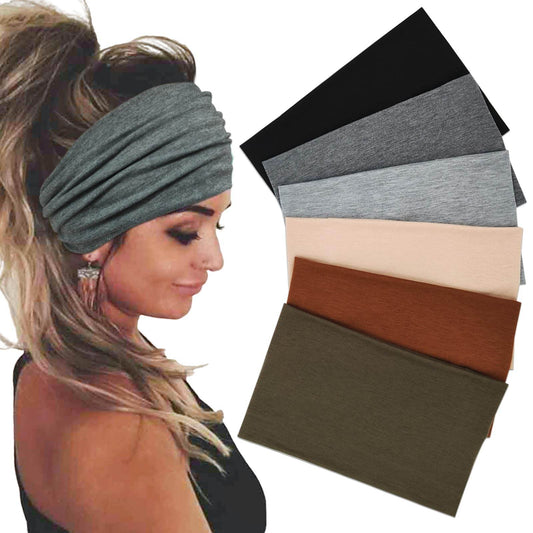 Sefiinh Wide Headbands For Women Stretch Headband Boho Head Bands Women's Hair Band Turban Workout Hairband Accessories 6 Pack - zenfulharmony.com