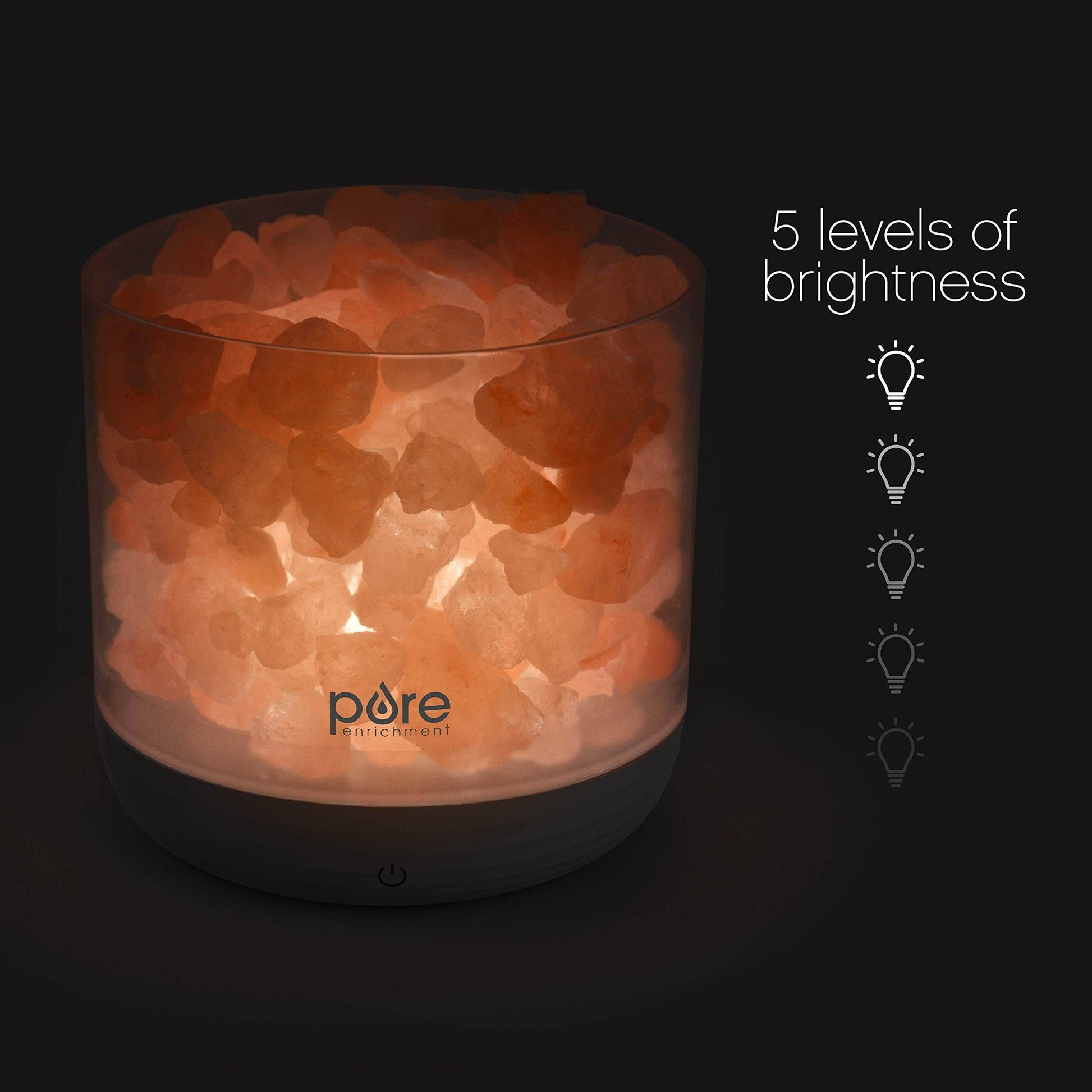 Pure Enrichment PureGlow USB Salt Lamp - Authentic Pink Himalayan Salt Rocks, Light Dimmer with 5 Levels, 2 Bulbs, and USB Power Cable - zenfulharmony.com