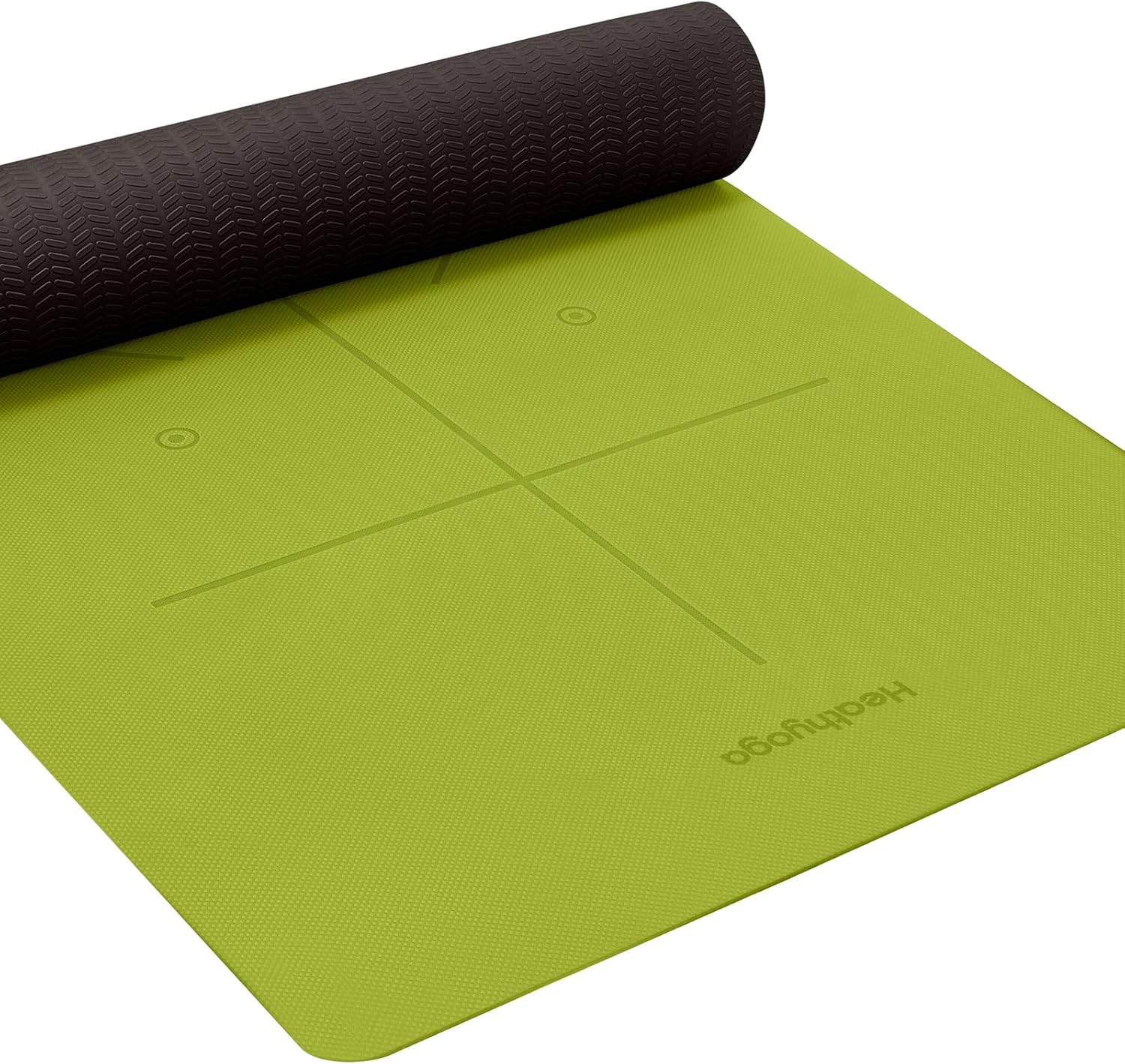 Heathyoga Eco Friendly Non Slip Yoga Mat, Body Alignment System, SGS Certified TPE Material - Textured Non Slip Surface and Optimal Cushioning,72"x 26" Thickness 1/4" - zenfulharmony.com