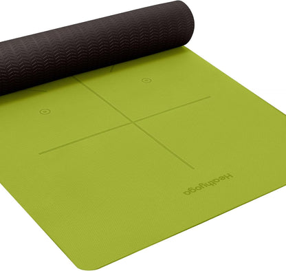 Heathyoga Eco Friendly Non Slip Yoga Mat, Body Alignment System, SGS Certified TPE Material - Textured Non Slip Surface and Optimal Cushioning,72"x 26" Thickness 1/4" - zenfulharmony.com