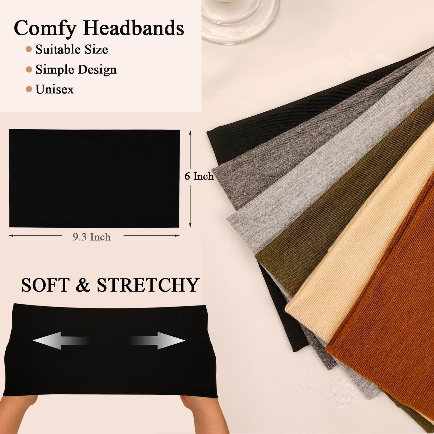 Sefiinh Wide Headbands For Women Stretch Headband Boho Head Bands Women's Hair Band Turban Workout Hairband Accessories 6 Pack - zenfulharmony.com