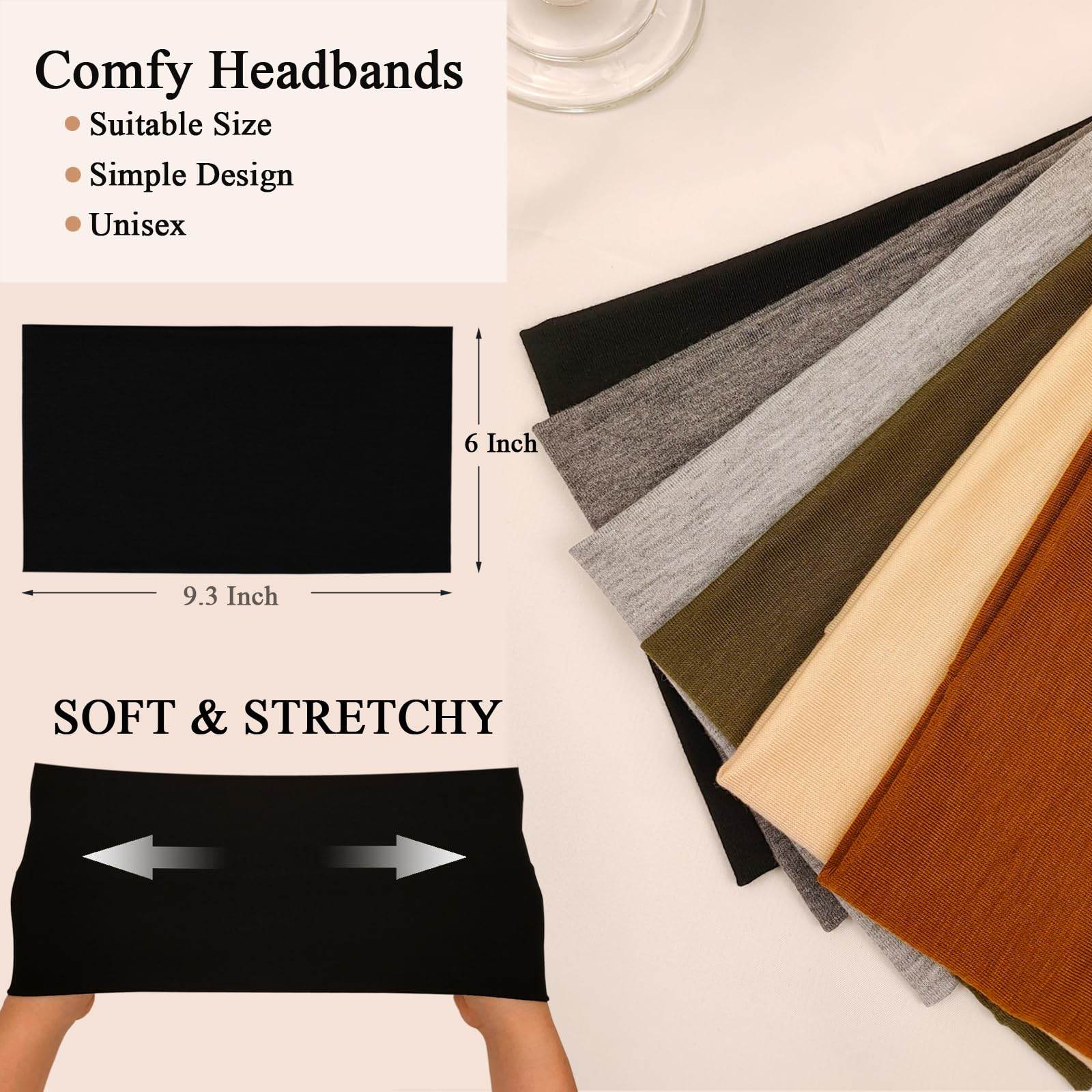 Sefiinh Wide Headbands For Women Stretch Headband Boho Head Bands Women's Hair Band Turban Workout Hairband Accessories 6 Pack - zenfulharmony.com