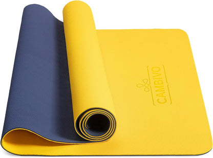 CAMBIVO Yoga Mat for Women Men Kids, 1/3 & 1/4 & 2/5 Inch Extra Thick Yoga Mat Non Slip, 72" x 24" TPE Yoga Mats, Workout Mat with Carrying Strap for Yoga, Pilates and Floor Exercises - zenfulharmony.com