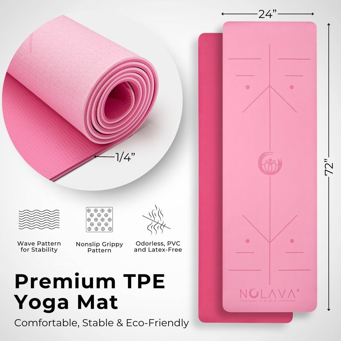 NOLAVA Yoga Mats & Complete Sets - TPE, Non-Slip, Eco-Friendly - Includes Mat, Blocks, Strap, & More (6pc or 7pc Sets) - For Pilates, Yoga & Fitness - zenfulharmony.com