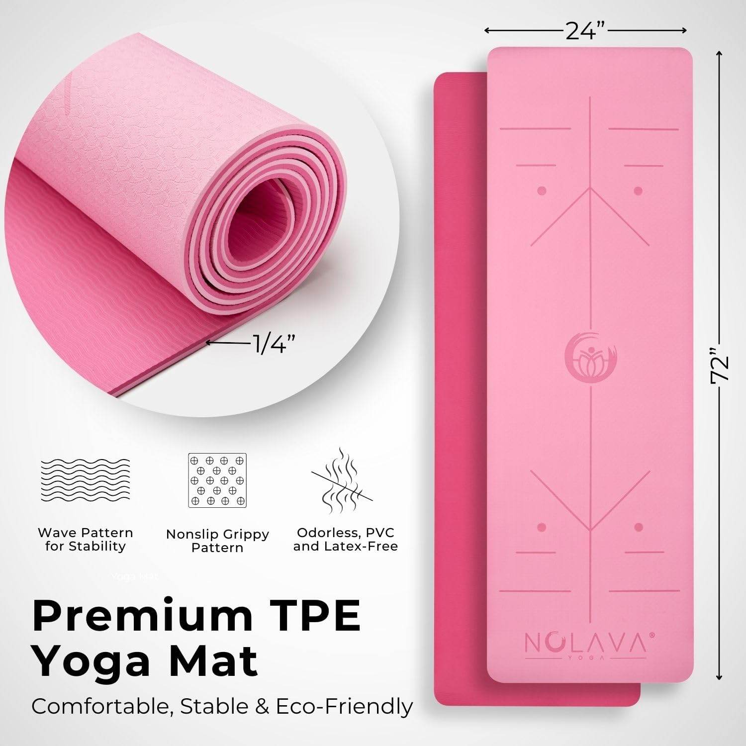 NOLAVA Yoga Mats & Complete Sets - TPE, Non-Slip, Eco-Friendly - Includes Mat, Blocks, Strap, & More (6pc or 7pc Sets) - For Pilates, Yoga & Fitness - zenfulharmony.com
