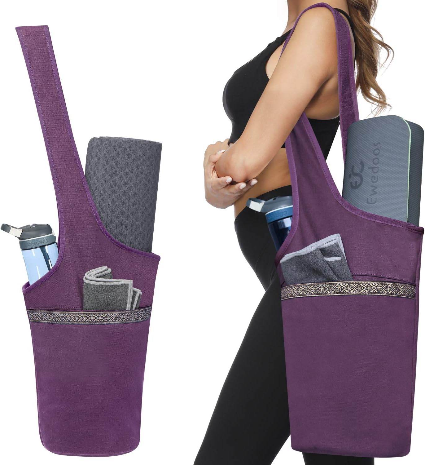 Ewedoos Yoga Mat Bag Yoga Bags with Large Size Pocket and Zipper Pocket, Fit Most Size Mats - zenfulharmony.com