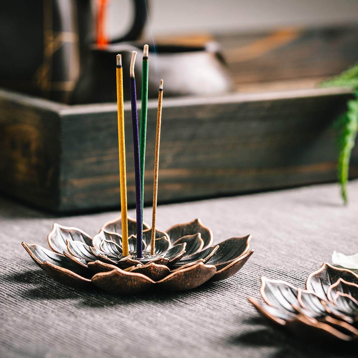GARMOLY Incense Burner, Incense Holder for Sticks, Brass Lotus Incense Stick Holder and Detachable Ash Catcher - zenfulharmony.com