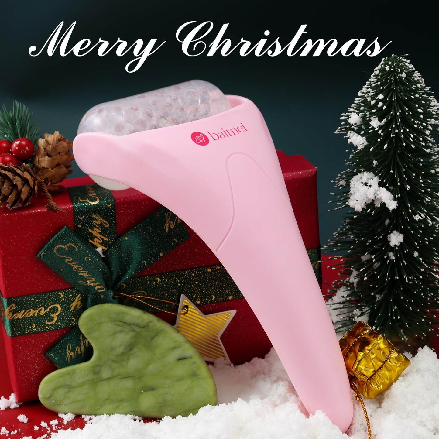 BAIMEI IcyMe Ice Roller for Face Women and Gua Sha Facial Tool Set, Ice Face Roller Reduces Puffiness, Relieves Migraines, Skin Care Tools, Self Care Gift for Women - Pink - zenfulharmony.com
