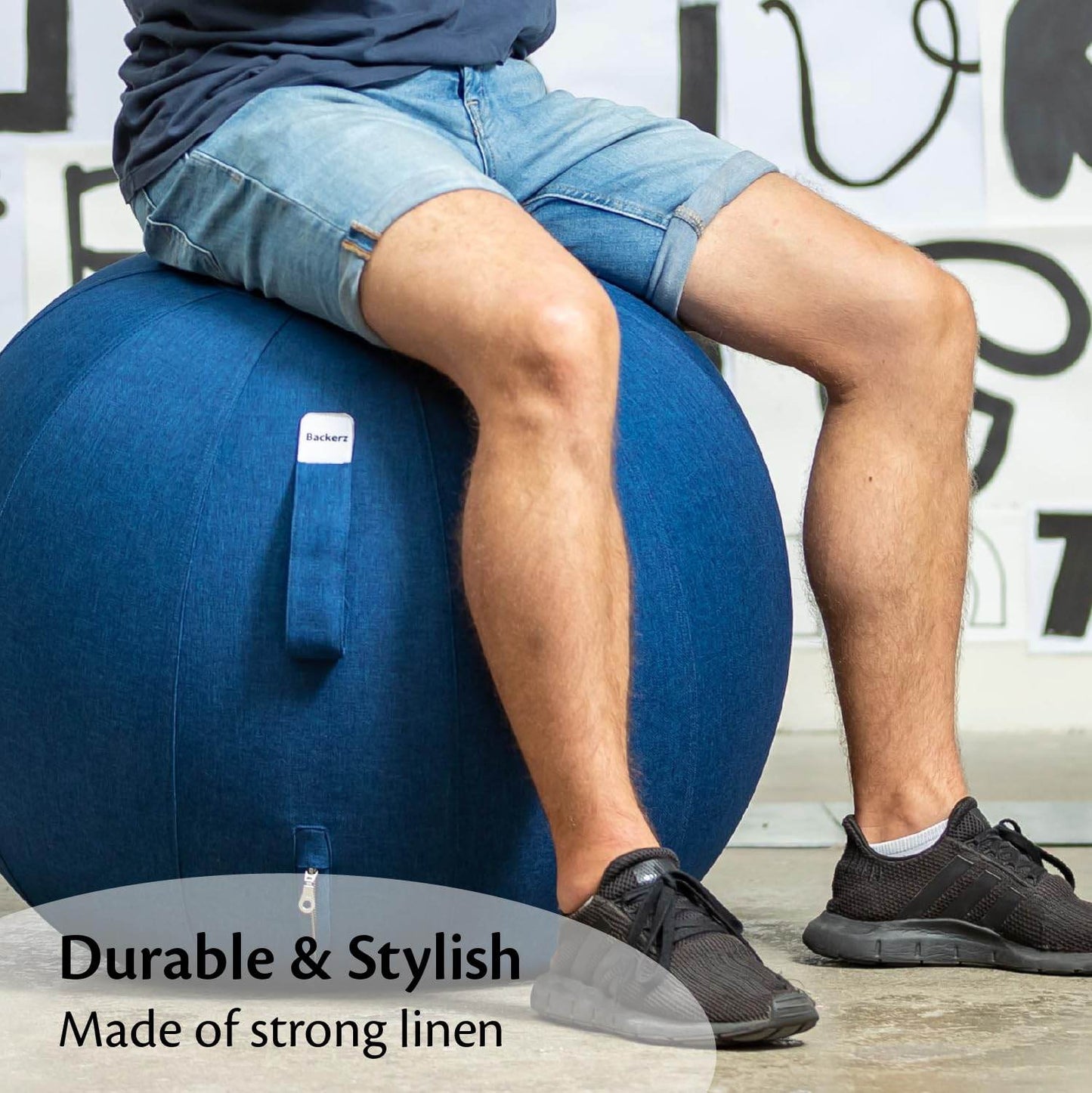 Backerz Balance Ball Chair for Office & Home - Ergonomic Exercise Ball for Posture & Back Pain Relief, Yoga Ball Chair - Sitting Ball with Washable Linen Cover - zenfulharmony.com