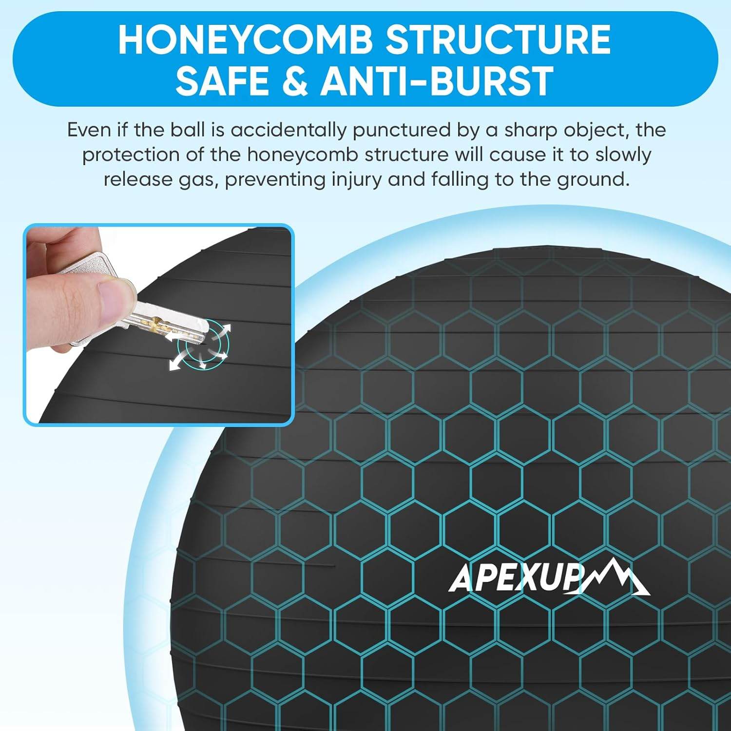 APEXUP Yoga Ball Exercise Ball, Pilates Ball, Anti Slip Stability Ball, Heavy Duty Gym Ball for Fitness, Balance, Core Workout, Physical Therapy - zenfulharmony.com