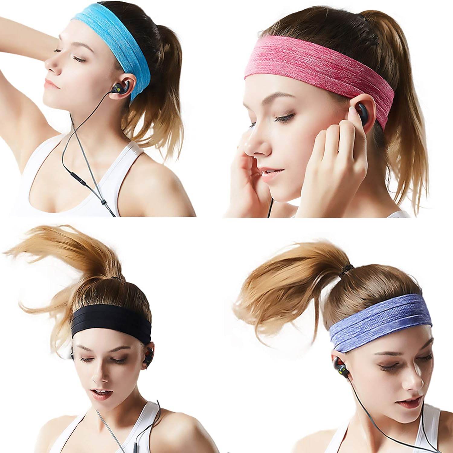 6Pack Sweat Bands Headbands for Women Workout, Women's Fashion Non Slip Headband, Moisture Wicking Sweatband for Sports Running Athletic Yoga - zenfulharmony.com