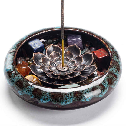 PIOSRTRR Incense Stick Holder-Crystal Lotus Incense Holder,Ceramic Incense Burner - zenfulharmony.com