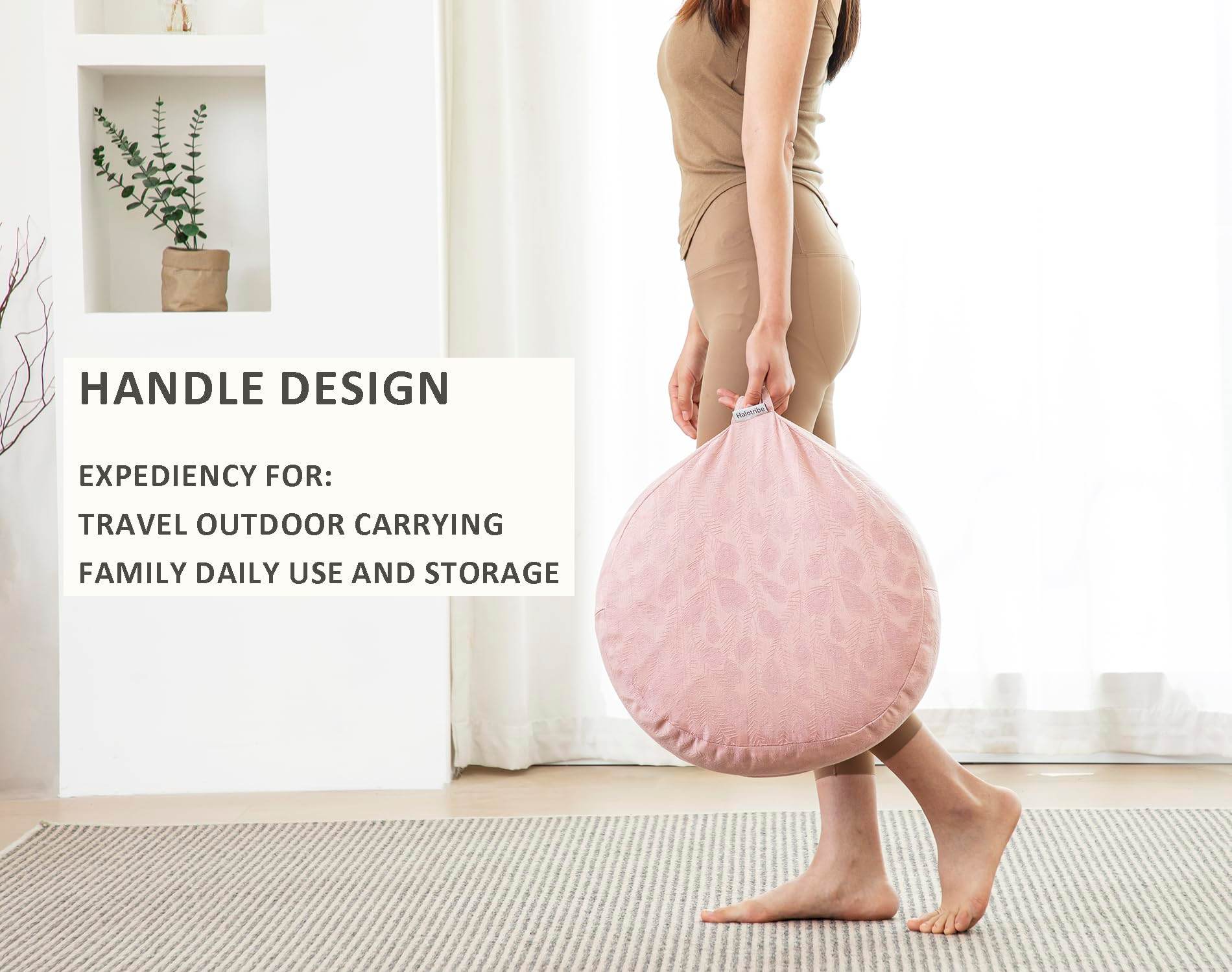 Halotribe Meditation Cushion, Comfortable Meditation Pillow with Peacock Feather Jacquard Cover. Buckwheat Hull Filled Zafu Floor Pillow 16 * 16 * 5 in - zenfulharmony.com
