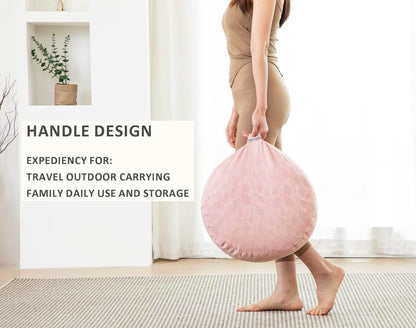 Halotribe Meditation Cushion, Comfortable Meditation Pillow with Peacock Feather Jacquard Cover. Buckwheat Hull Filled Zafu Floor Pillow 16 * 16 * 5 in - zenfulharmony.com