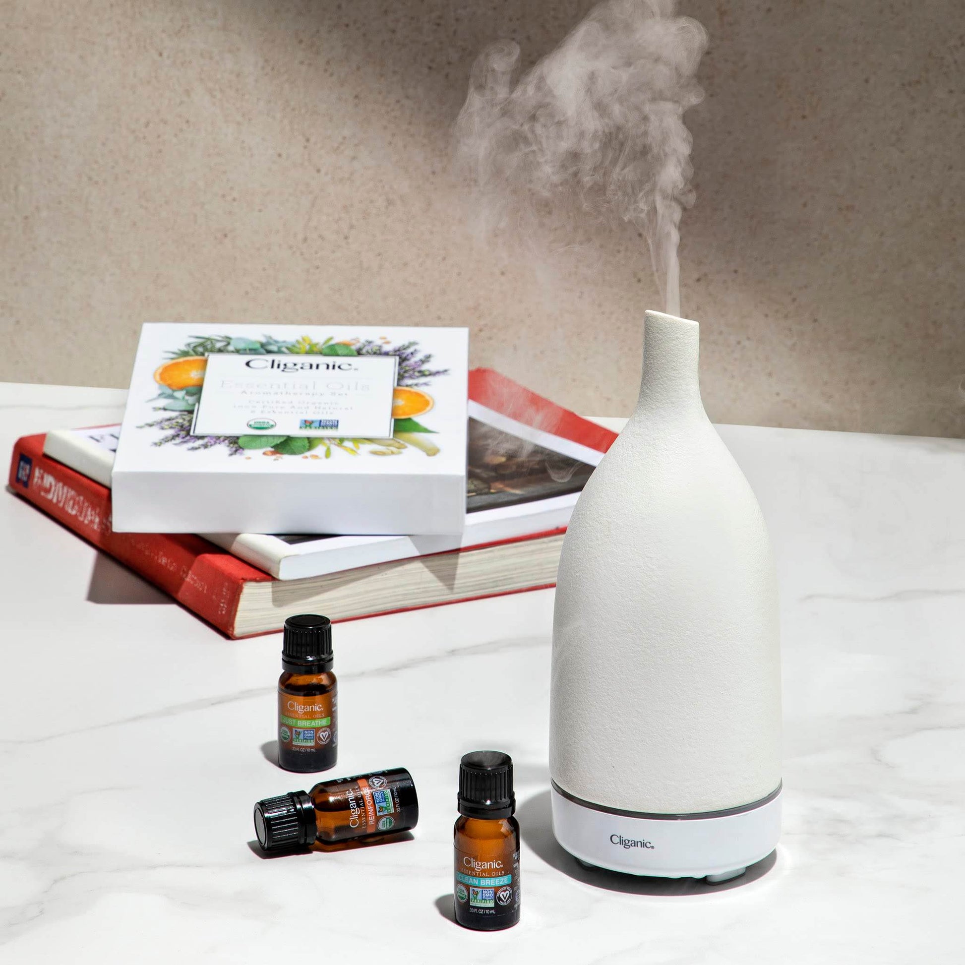 Cliganic Organic Essential Oils Set (Top 5) - 100% Pure Natural - Aromatherapy, Candle Making - Peppermint, Lavender, Eucalyptus, Lemongrass & Orange (Packaging May Vary) - zenfulharmony.com