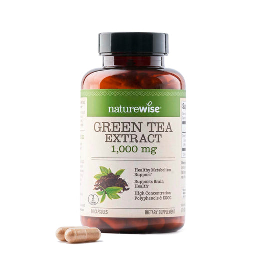NatureWise Green Tea Extract Capsules 1000 mg - 50% EGCG & 98% Polyphenols - Extra Strength Antioxidants - Vegan, Gluten Free, Non-GMO - 60 Capsules[1-Month Supply] - zenfulharmony.com