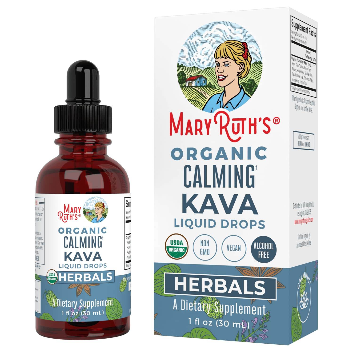 MaryRuth Organics, Herbal Supplement Drop, Calmness & Relaxation, Pack of 1, USDA Kava Root, Sugar/Gluten Free, Support Sleep, Calm & Stress Relief, Vegan, Non-GMO, 30 Servings - zenfulharmony.com