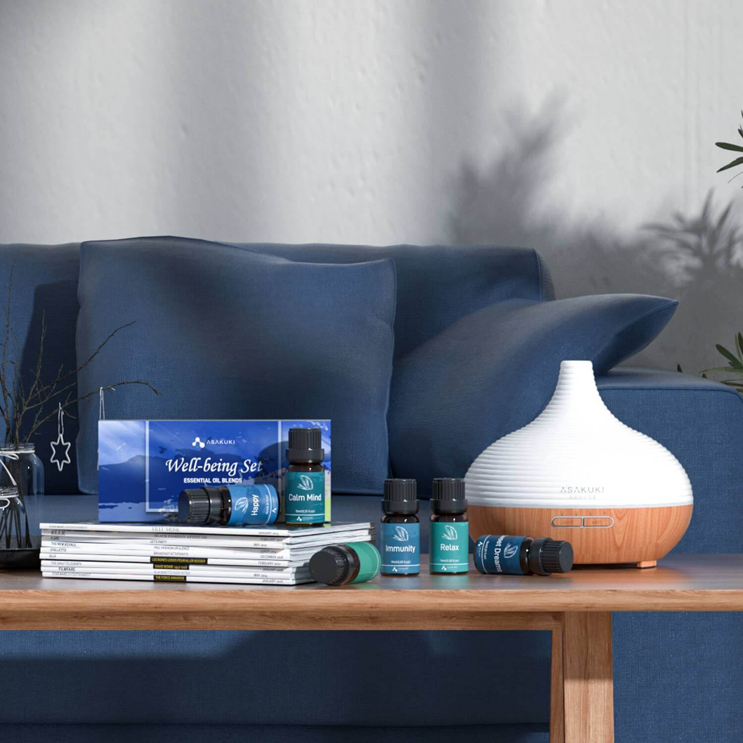 ASAKUKI Essential Oil Blends, Essential Oils Set for Diffusers for Home, Well-Being Kit- Calming, Dreams, Breathe, Relaxing, Mood, Fresh Air Aromatherapy Oils for Humidifiers, Massage, 6x10ml - zenfulharmony.com