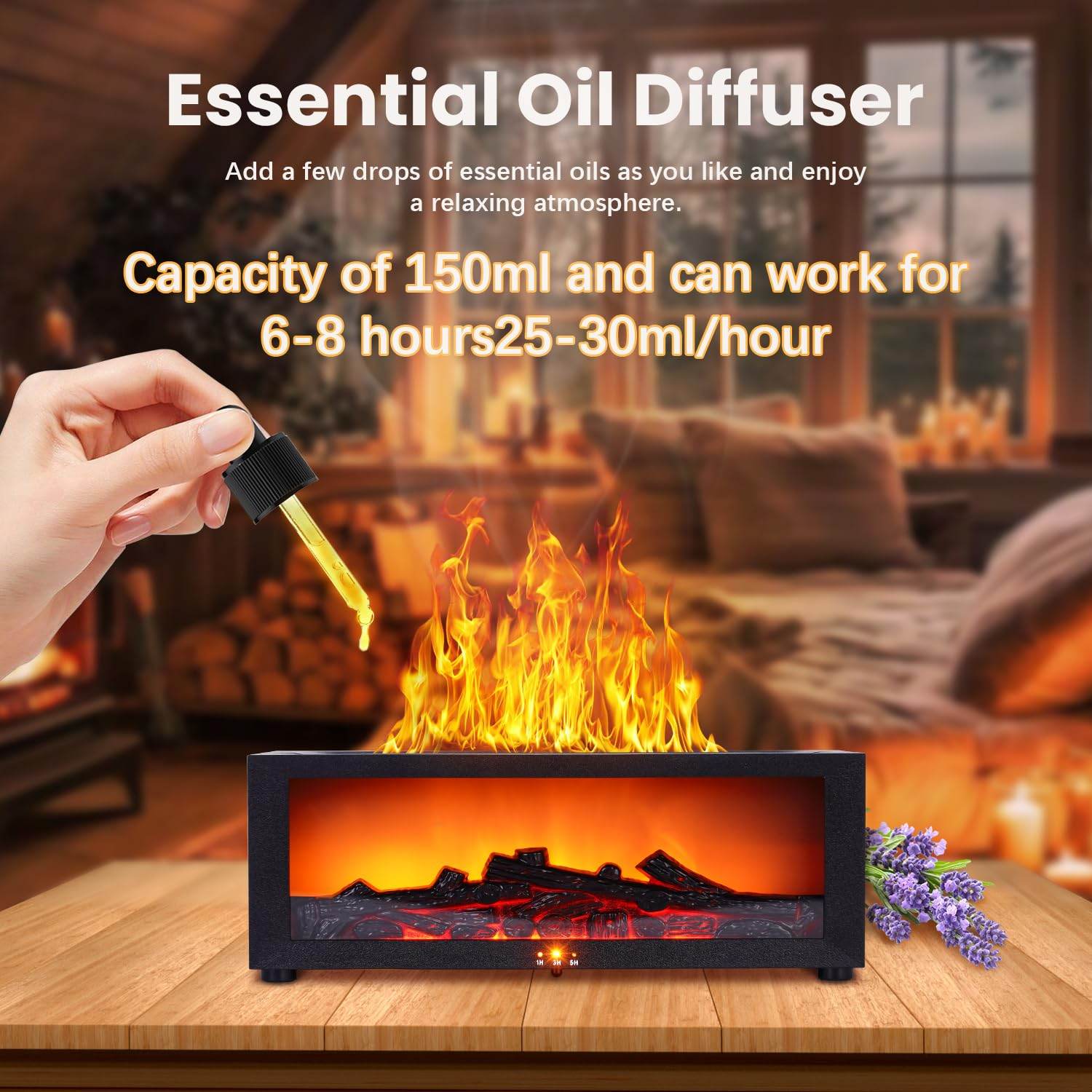 Fireplace Humidifier Diffuser, Mini Fireplace Diffusers for Essential Oils, 7 Colors Flame Diffuser with Remote, 150ml Bonfire Diffuser Cool Mist Humidifiers Aromatherapy Diffuser, Timer, Auto-Off - zenfulharmony.com