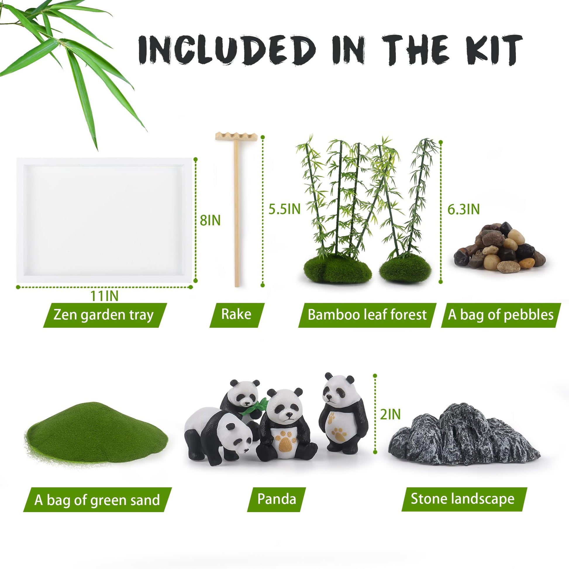 Panda Mini Zen Garden for Desk 11" x 8" Automatic Zen Garden Sand Bowl Japanese Desk Decor Zen Garden Accessories Kit Zen Decor Panda Gifts Rake Home Decor Room Decor - zenfulharmony.com