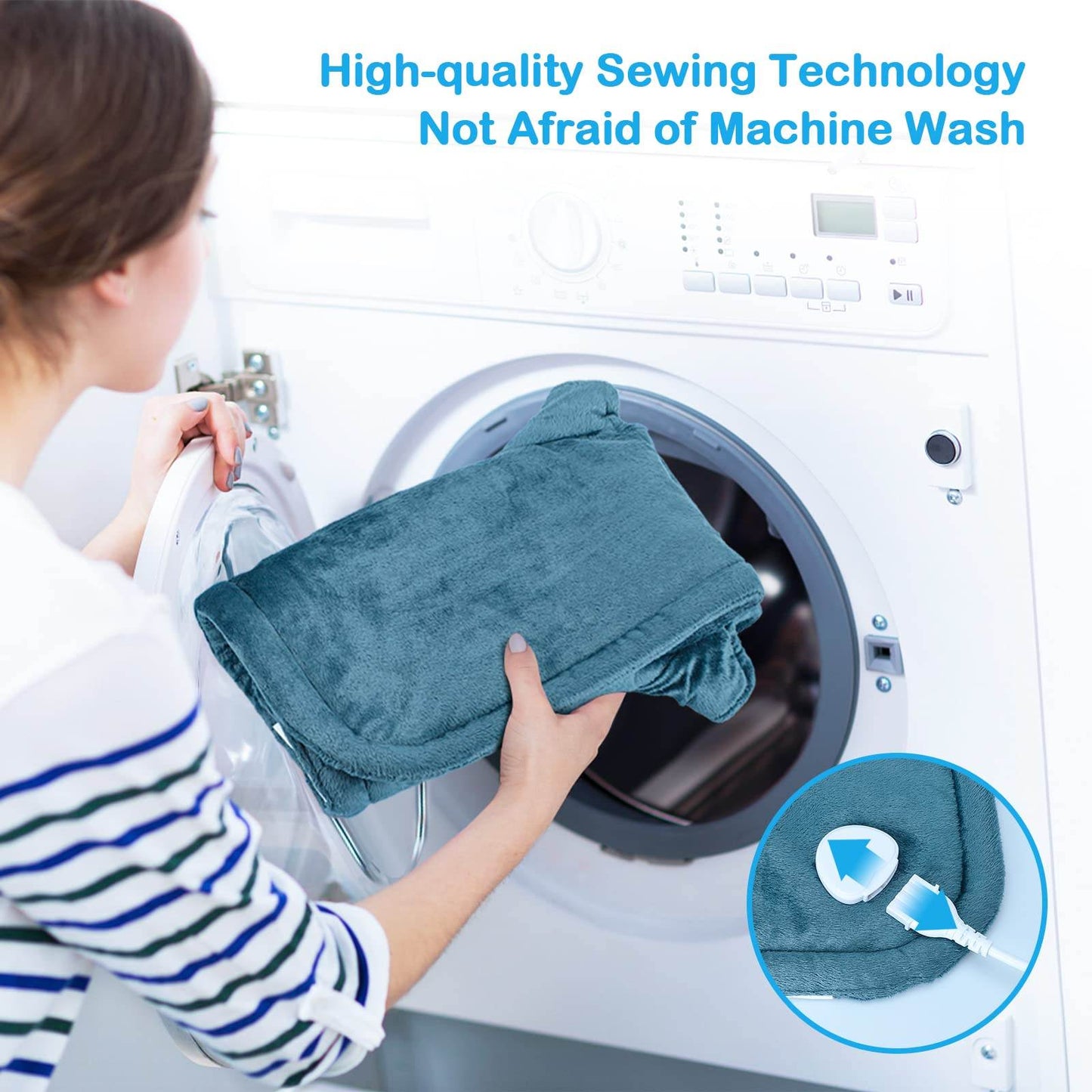 Heating Pad for Neck and Shoulders, NIUONSIX Christmas Gifts for Women Mom Wife Men Dad, Weighted Electric Heating Pad for Back Pain Relief 6 Heat Settings 4 Timers Auto Off, Blue - zenfulharmony.com