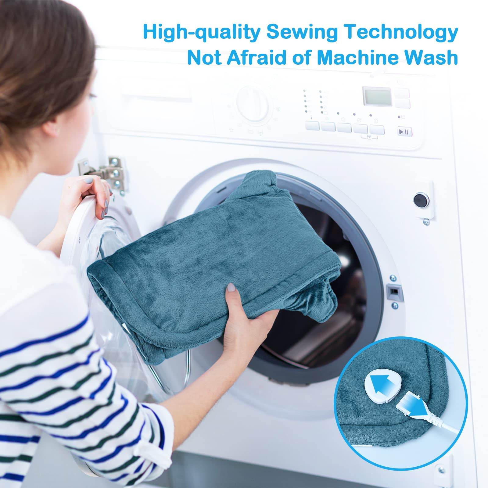 Heating Pad for Neck and Shoulders, NIUONSIX Christmas Gifts for Women Mom Wife Men Dad, Weighted Electric Heating Pad for Back Pain Relief 6 Heat Settings 4 Timers Auto Off, Blue - zenfulharmony.com