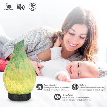 Essential Oil Diffuser 120ml Ultrasonic Aromatherapy Diffuser with Handmade Glass BPA Free, Auto Shut-Off 4 Timer Setting 7 Colors Changed LED for Home Yoga Office (Cobblestone) - zenfulharmony.com