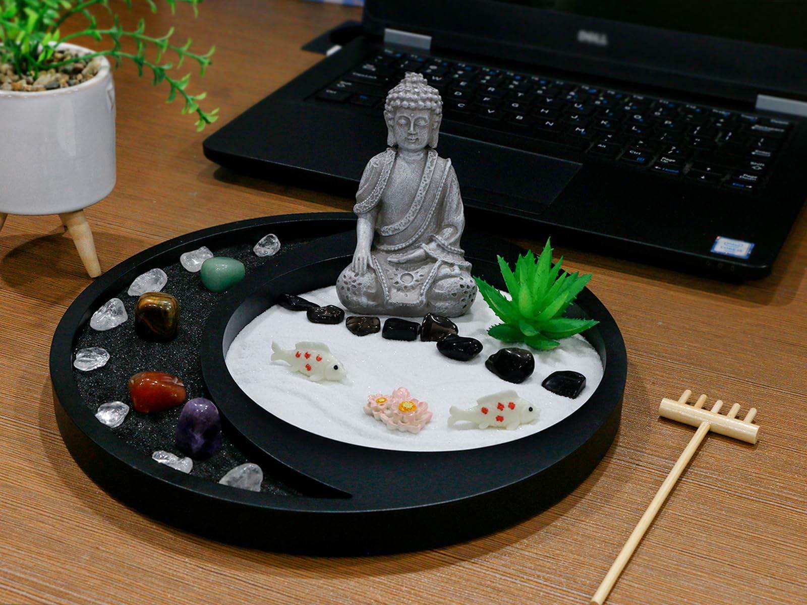 BangBangDa Meditation Buddha Zen Garden - Japanese Zen Garden Kit for Desk Tabletop Rock Sand Zen Garden Shine Altar Zen Decor for Man Woman Father Mother - zenfulharmony.com