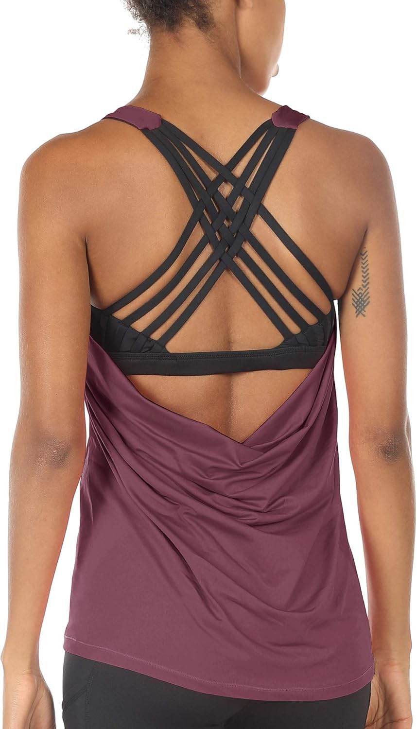 icyzone Women's Open Back Workout Athletic Yoga Tank Tops with Built in Bra - zenfulharmony.com