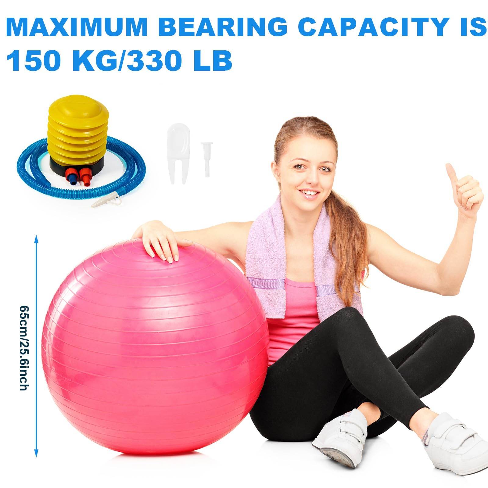 Jexine 6 Pcs Yoga Ball Exercise Ball PVC Stability Balance Yoga Ball Chair Quick Pump for Physical Workout Pregnancy Home Office Gym Equipment (Colorful,25.59 Inch) - zenfulharmony.com