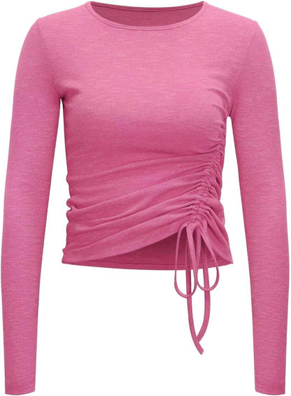 Womens Long/Short Sleeve Workout Tops Ruched Side Yoga Atheltic Shirt Slim Fitted - zenfulharmony.com