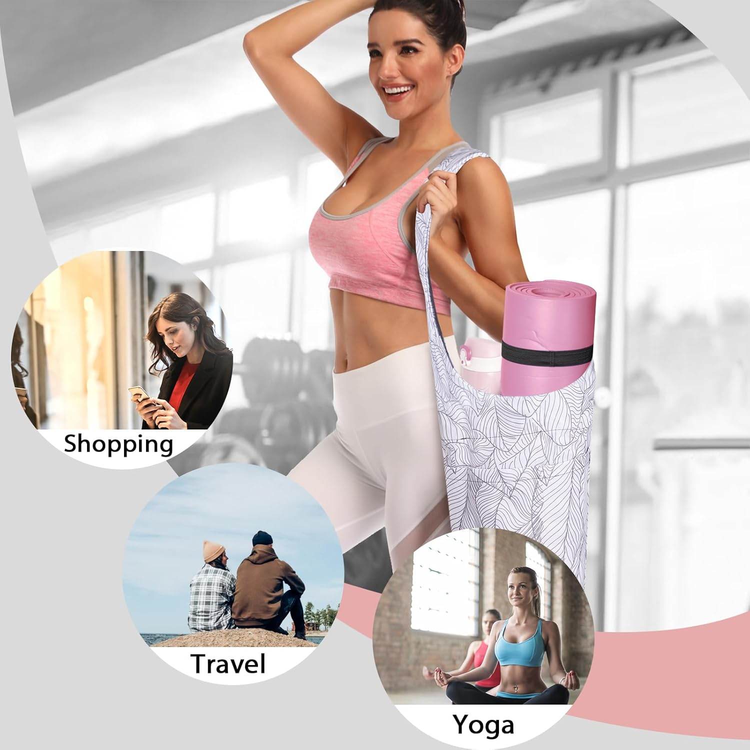 IwIeIaIrI Yoga Mat Bag with Large Size Pocket and Zipper Pocket，Yoga Bag Adjustable Shoulder Strap- Holds More Yoga Accessories - zenfulharmony.com