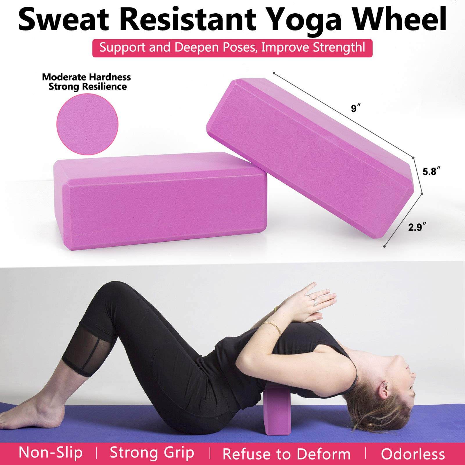 Yoga Wheel Set (11-in-1),Yoga Wheel Back Wheel for Back Pain, Yoga Blocks 2 Pack with Strap, Resistance Bands,Yoga Wheel Bag, Perfect Yoga Accessory for Stretching and Improving Backbends (Grey) - zenfulharmony.com