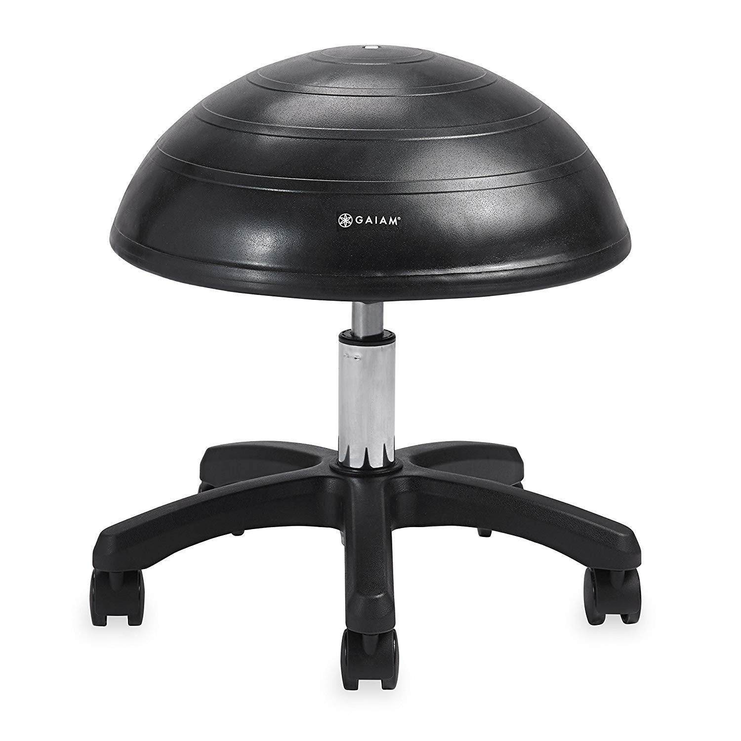 Gaiam Balance Ball Chair Stool, Half-Dome Stability Ball Adjustable Swivel Rolling Chair Drafting Stool for Desks in Office, Classroom, Doctors, Physicians, Massage Therapists, Salons - Black 23 - zenfulharmony.com