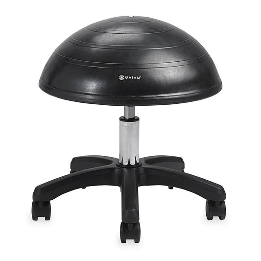 Gaiam Balance Ball Chair Stool, Half-Dome Stability Ball Adjustable Swivel Rolling Chair Drafting Stool for Desks in Office, Classroom, Doctors, Physicians, Massage Therapists, Salons - Black 23 - zenfulharmony.com