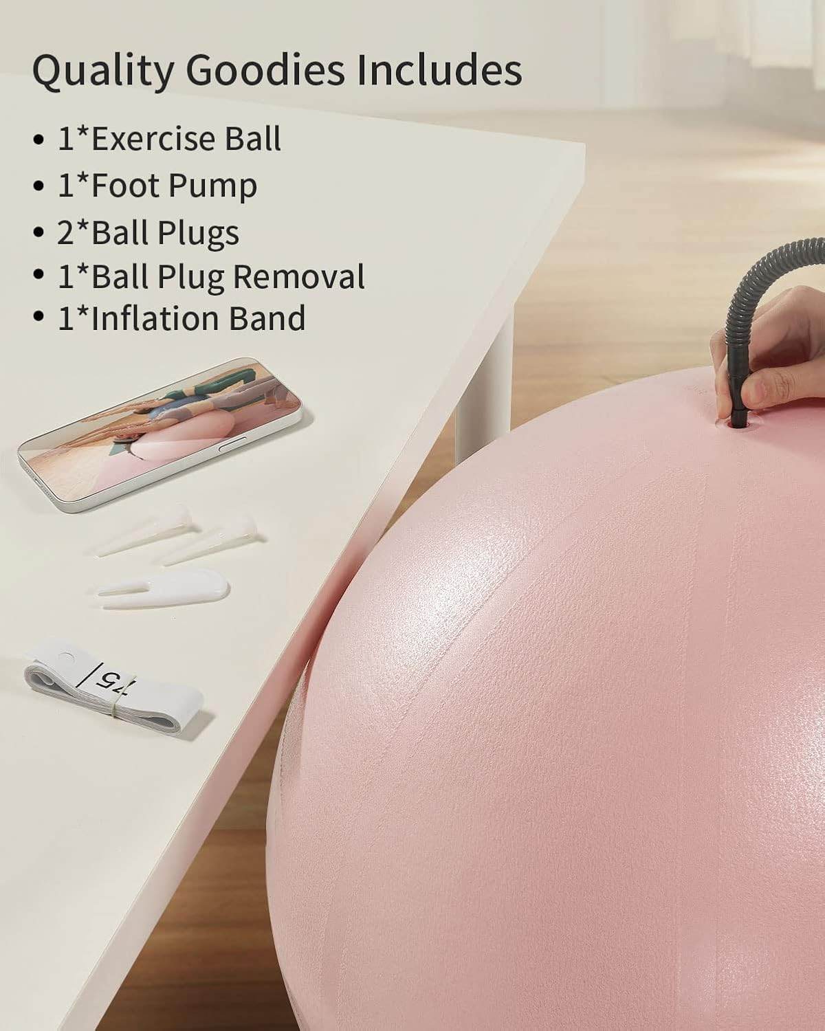 YOTTOY Anti-Burst Exercise Ball for Working Out, Yoga Ball for Pregnancy,Extra Thick Workout Ball for Physical Therapy,Stability Ball for Ball Chair Fitness with Pump - zenfulharmony.com